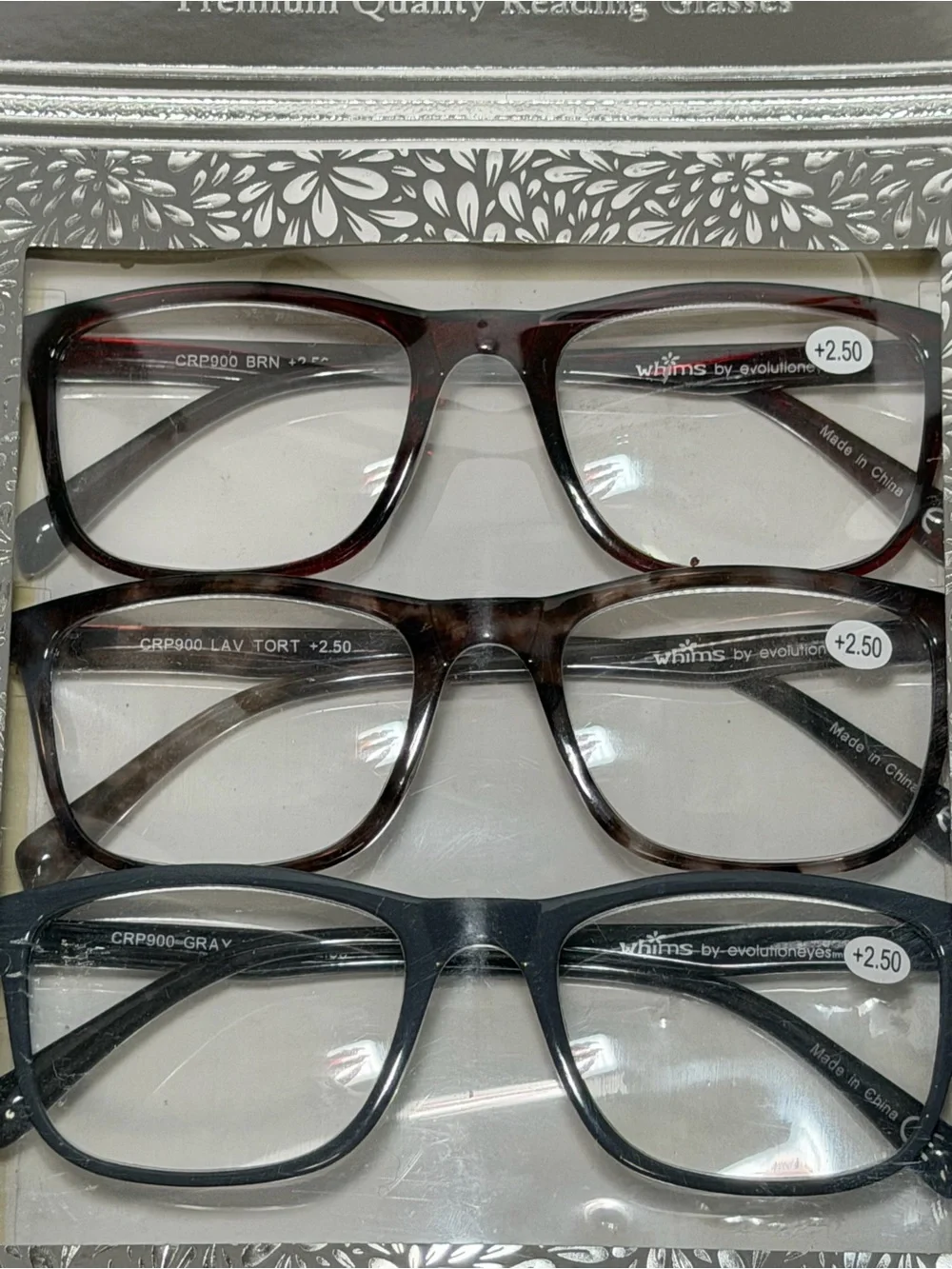 Whims by Evolutioneyes Premium Reading Glasses 3-Pack – Strength +2.50
